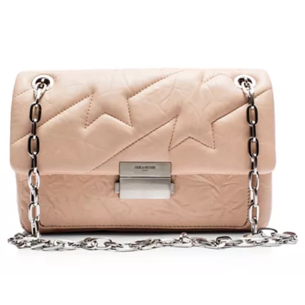 Zadig and Voltaire Ziggy Mat shoulder convertible quilted crossbody bag peach